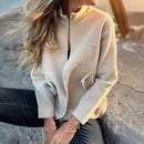 Jaqueta Casual Elegance Com Ziper e Gola Alta