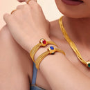 Kit Colar + Pulseira Folheados com Correntes em Camadas e Cravejados de Strass